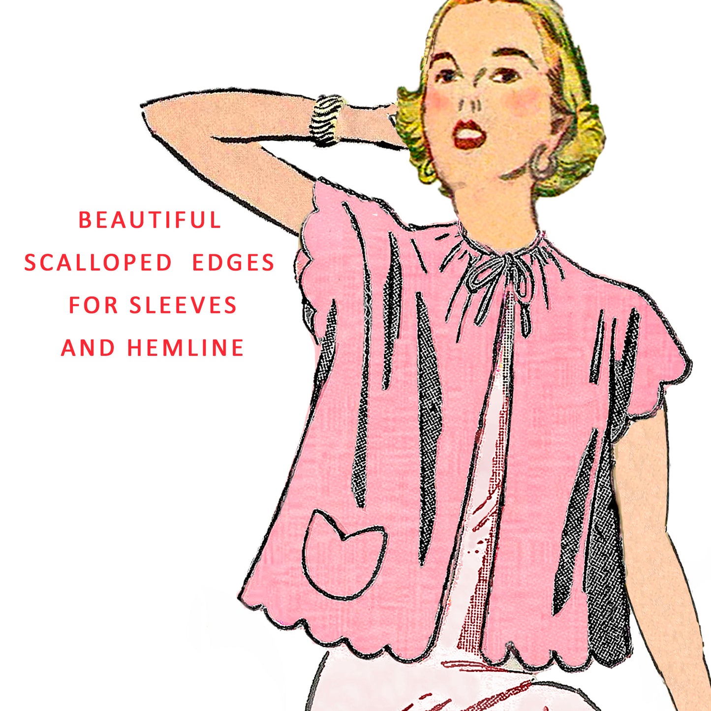 PDF Pattern  1940s Bed Jacket / Bust 36-38