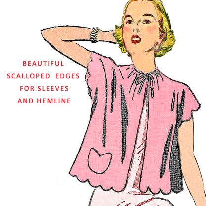 PDF Pattern  1940s Bed Jacket / Bust 36-38