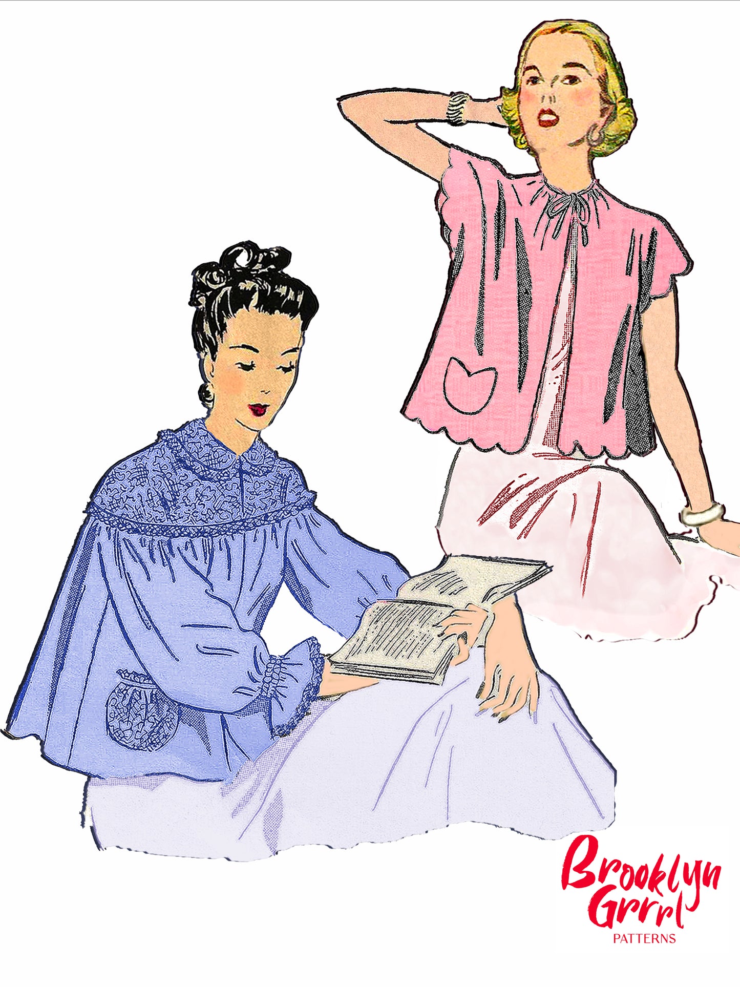 PDF Pattern  1940s Bed Jacket / Bust 36-38