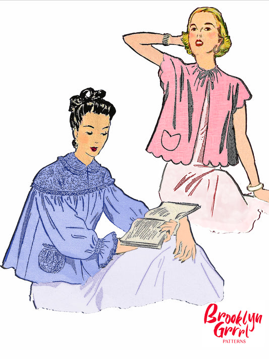 PDF Pattern  1940s Bed Jacket / Bust 36-38