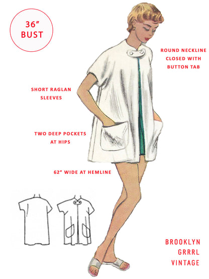 PDF Pattern - 1950s Bathing Suit and Jacket / Bust 36