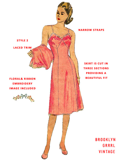 PDF Pattern 1940s Full Length Slip and Panties / Bust 32
