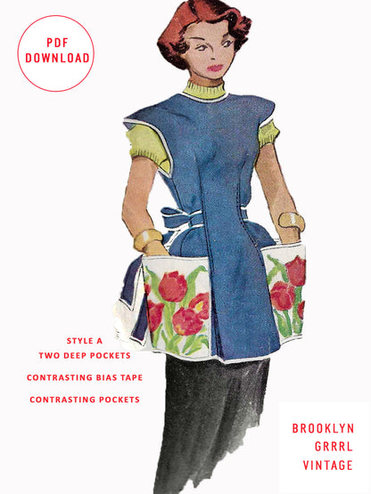 PDF Pattern - 1950s Cobbler Apron / Bust 32-34