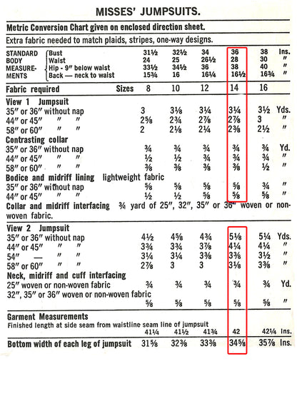 PAPER Pattern - 1970s Jumpsuit with Shaped Midriff / Bust 36