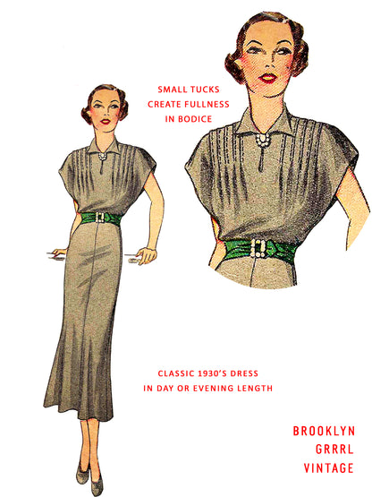 PAPER Pattern  1930s Day and Evening Dress / Bust 34