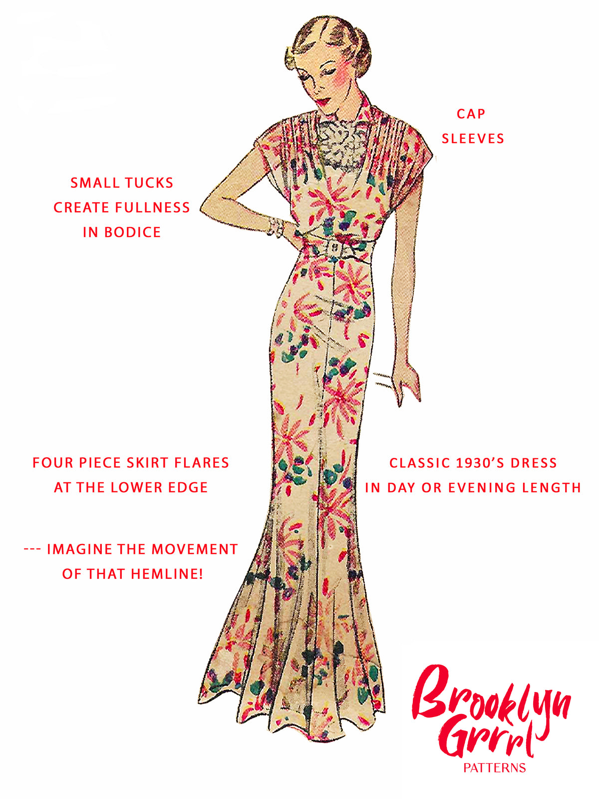 PDF Pattern  1930s Day and Evening Dress / Bust 34