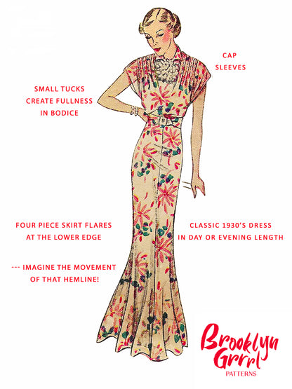 PDF Pattern  1930s Day and Evening Dress / Bust 34