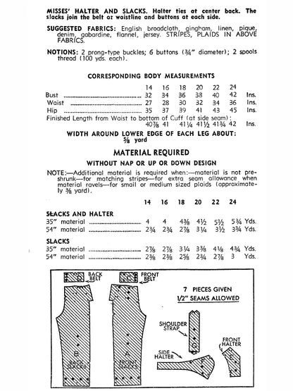 PAPER Pattern - 1930s Overalls & Slacks from Katherine Hepburn's Closet - Multiple Sizes