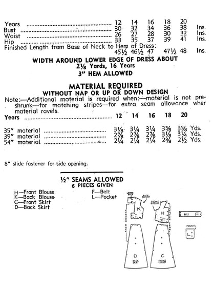 PDF Pattern -1930s Sports Dress / Sun Dress / Bust 34