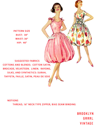PAPER Pattern - 1950s Bubble Party Dress / Bust 38
