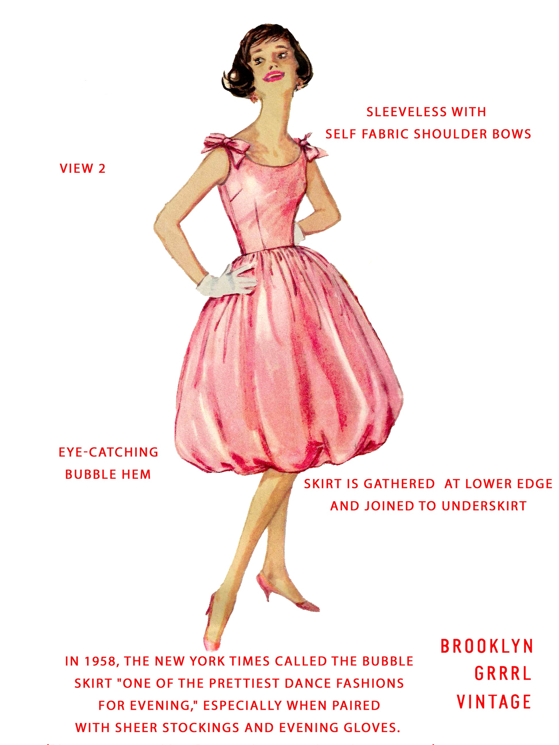 1950s Bubble Hem Party Dress / Paper Pattern Brooklyn Grrrl Vintage Patterns 1950s Bubble Hem Party Dress / Paper Pattern Brooklyn Grrrl Vintage Patterns