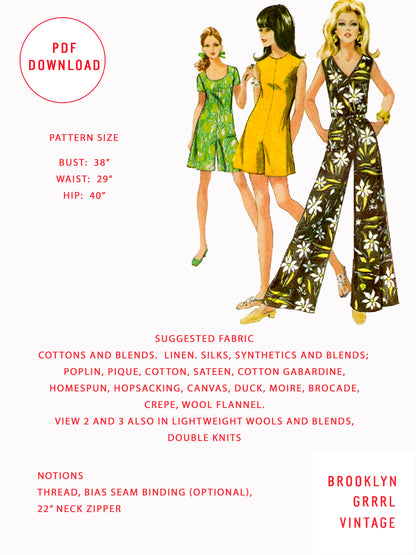 1970s Disco Daydream Jumpsuit and Romper / PDF Pattern