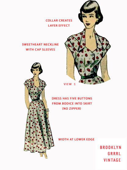 Paper Pattern - 1940s 'Vivian Lee' Dress / Bust 34