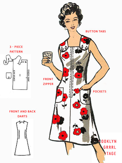 PAPER Pattern - 1970s One Piece Sun Dress with Pockets / Bust 36