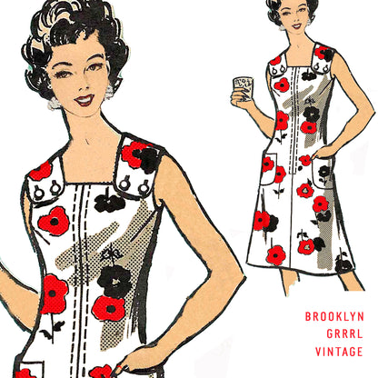 PAPER Pattern - 1970s One Piece Sun Dress with Pockets / Bust 36