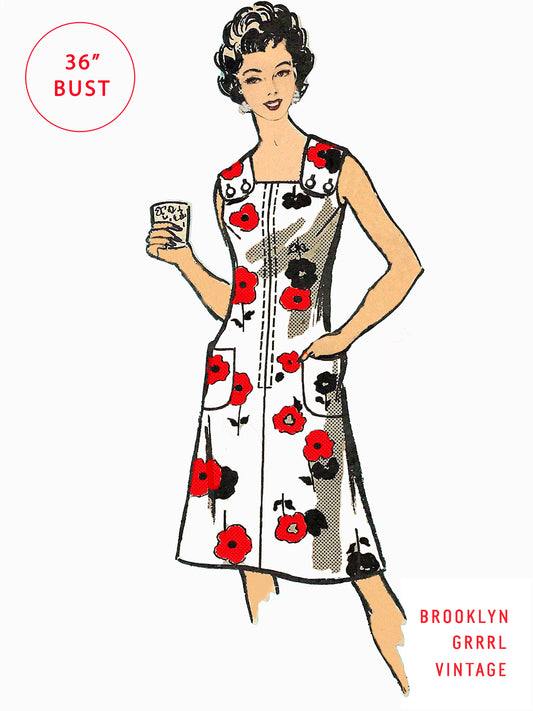 PDF Pattern - 1970s One Piece Sun Dress with Pockets / Bust 36