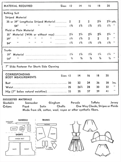 1940s 'The Esther Williams Bathing Suit' / PDF Pattern