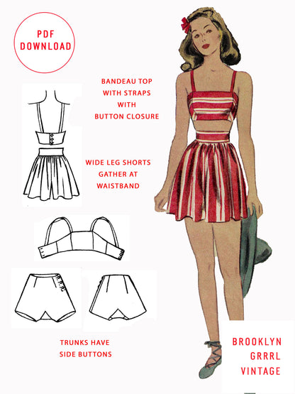 1940s 'The Esther Williams Bathing Suit' / PDF Pattern