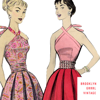 PAPER Pattern - 1950s Halter & Full Skirt / Multiple Sizes