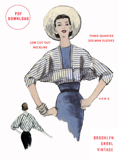 PDF Pattern - 1950s Fitted Bolero Jacket / Bust 36