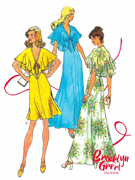 PDF Pattern - 1970s Halter Dress in Two Lengths / Multiple Sizes