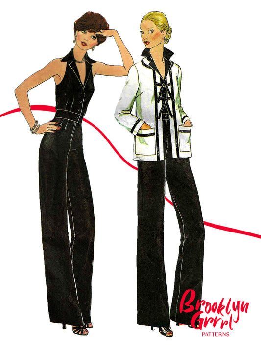 PDF Pattern - 1970s Jumpsuit & Jacket / Multiple Sizes
