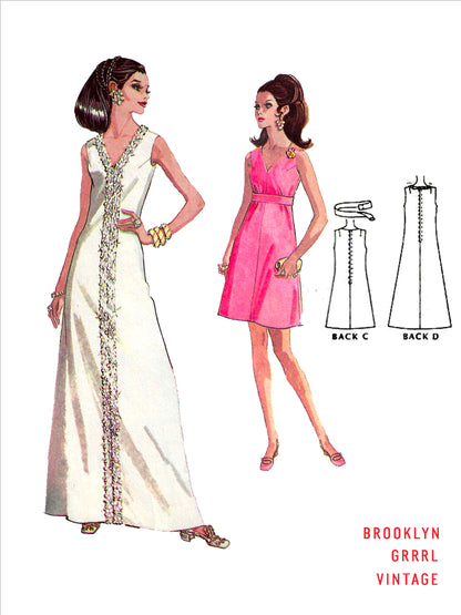 PAPER Pattern - 1960s Dress in Two Lengths  / Bust 38