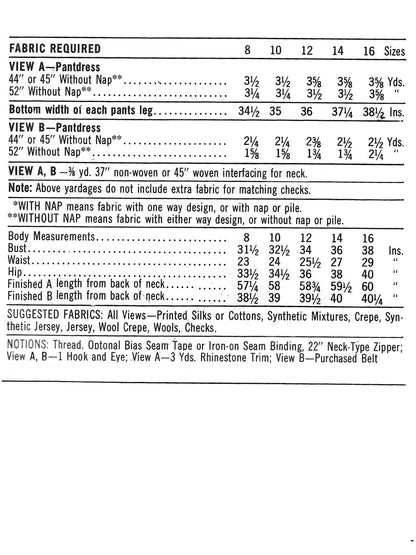 PAPER Pattern - 1960s Pant Dress / Jumpsuit in Two Lengths  / Bust 38