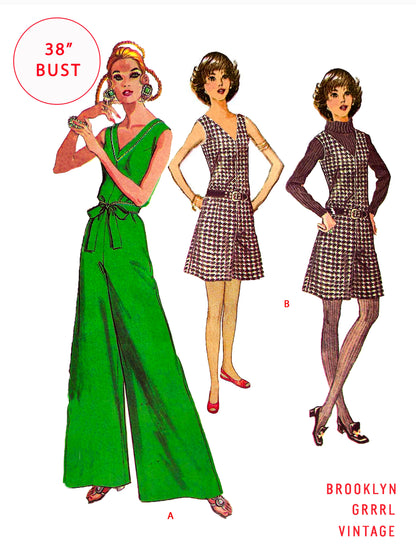 PAPER Pattern - 1960s Pant Dress / Jumpsuit in Two Lengths  / Bust 38