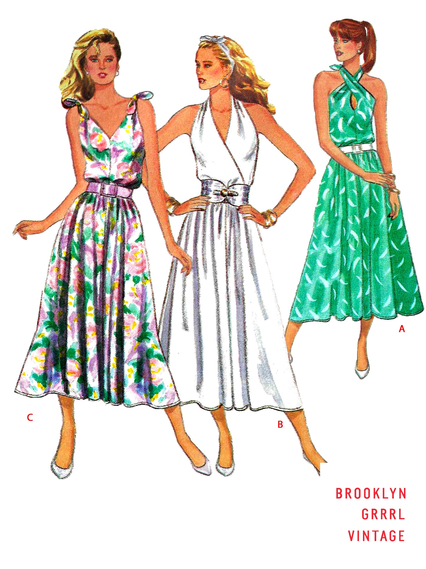 PDF Pattern - 1970s Dress in Three Styles / Multiple Sizes