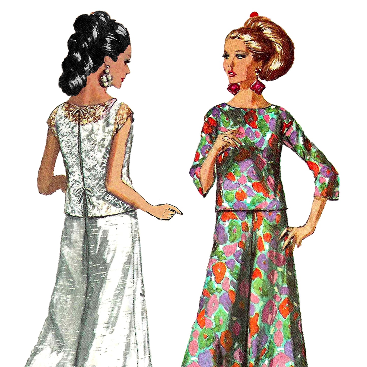 PDF Pattern - 1960s Jumpsuit with Over-blouse  / Bust 38