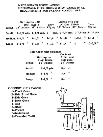 PDF Pattern - 1950s Scalloped Apron / Small