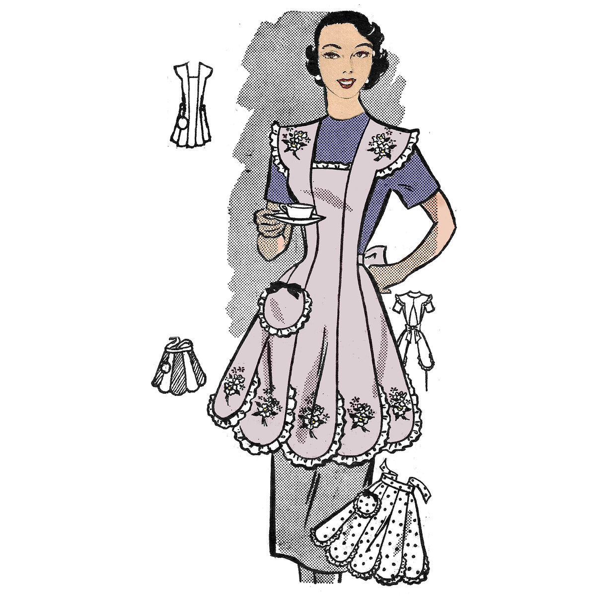 PDF Pattern - 1950s Scalloped Apron / Small
