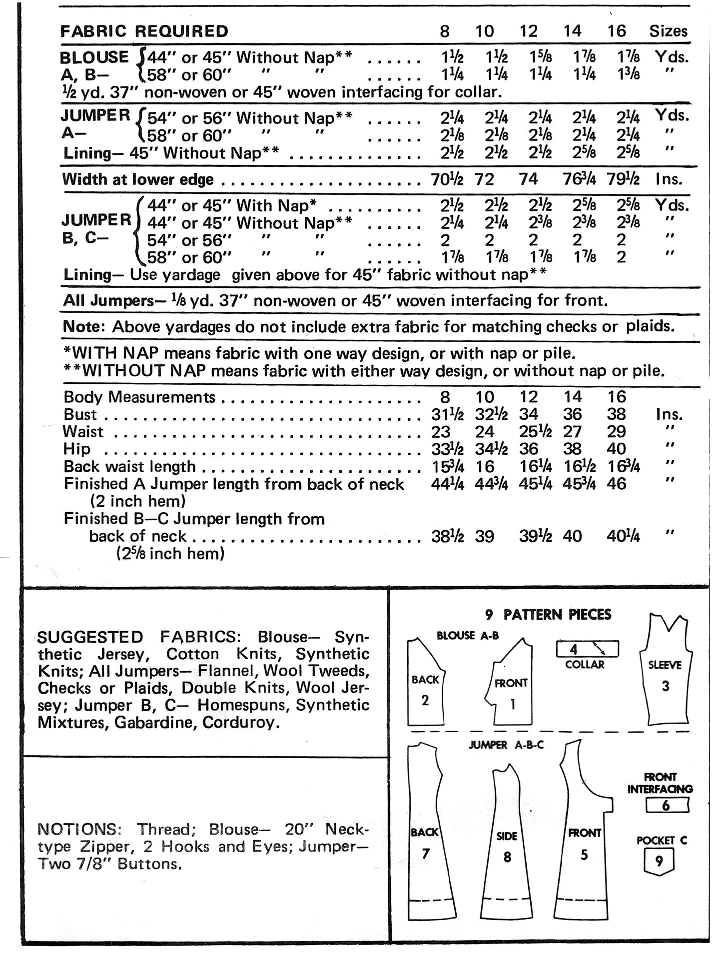 PAPER Pattern 1970s Jumper and Blouse / Bust 34