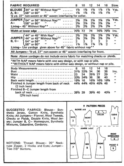 PAPER Pattern 1970s Jumper and Blouse / Bust 34