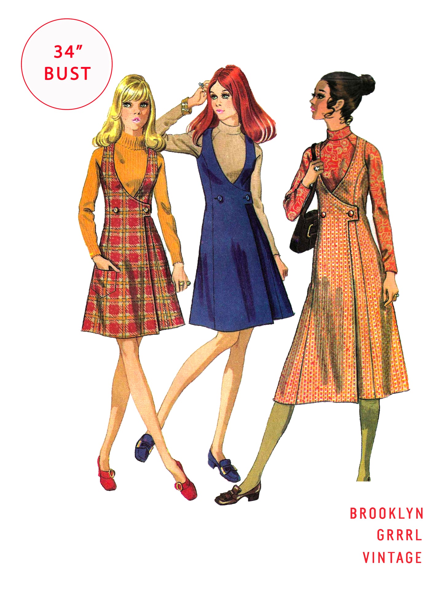 PDF Pattern 1970s Jumper and Blouse / Bust 34