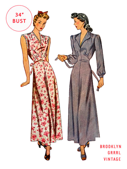 PAPER Pattern - 1940s Nightgown / Slip / Dress  / Bust 34