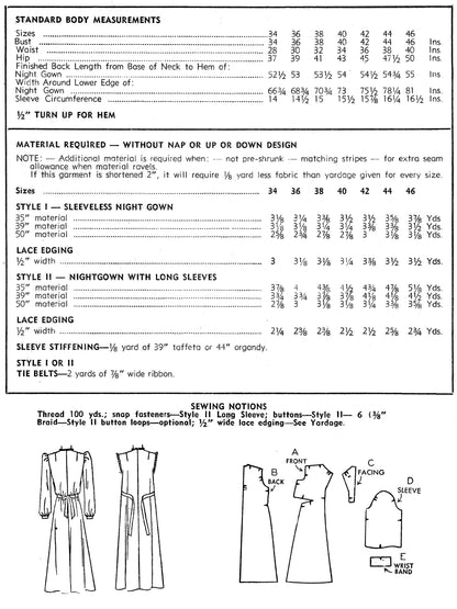PAPER Pattern - 1940s Nightgown / Slip / Dress  / Bust 34