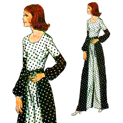 PDF Pattern 1970s Wrap Around Pants & Blouse / Bust 34