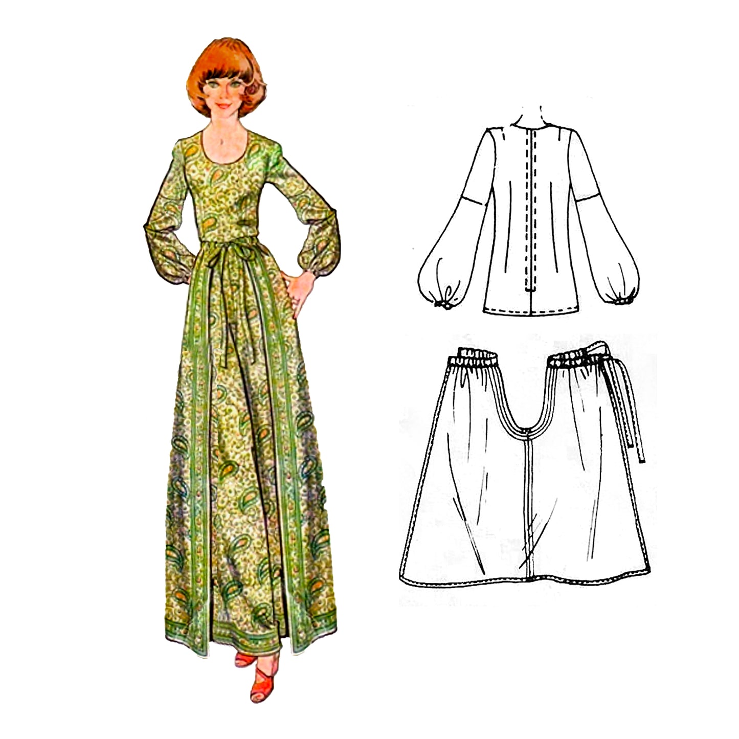 PAPER Pattern 1970s Wrap Around Pants & Blouse / Bust 34