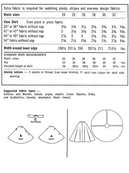 PAPER Pattern - 1950's Circle Skirt / Multiple Sizes