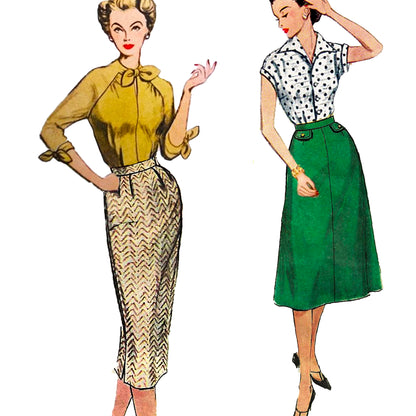 PAPER Pattern - 1950's Flared and Straight Skirts / Multiple Sizes