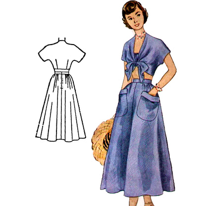 PAPER Pattern - 1950's Blouse, Shorts, Skirt Ensemble / Multiple Sizes