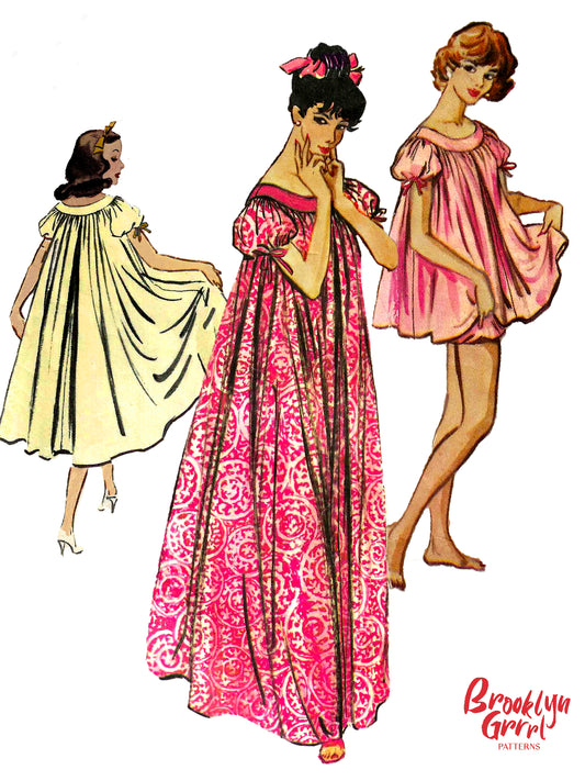 1950's Nightgown in Three Lengths / Multiple Sizes