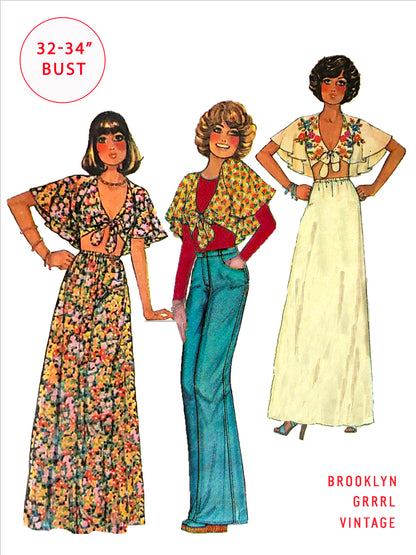 PAPER Pattern 1970s Midriff Top with Skirt / Bust 32-34