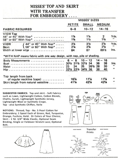 PAPER Pattern 1970s Midriff Top with Skirt / Bust 32-34
