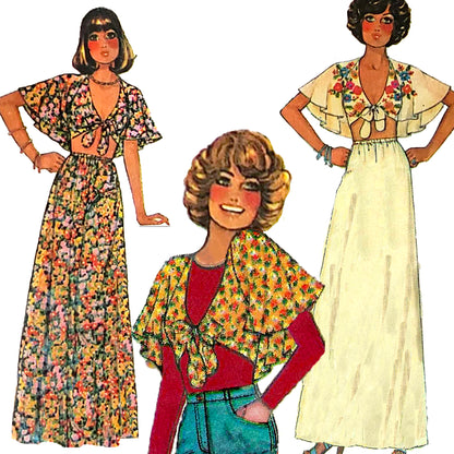 PAPER Pattern 1970s Midriff Top with Skirt / Bust 32-34