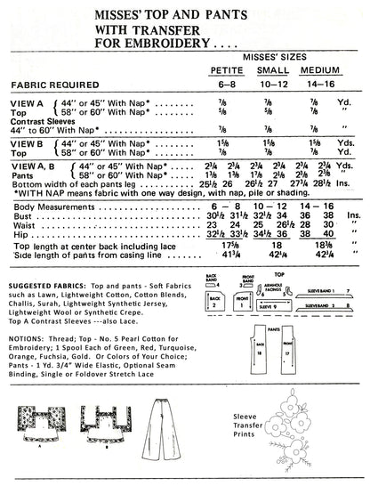 PDF Pattern 1970s Top with Pants/ Bust 32-34 (Small)