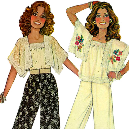 PAPER Pattern 1970s Top with Pants/ Bust 32-34 (Small)