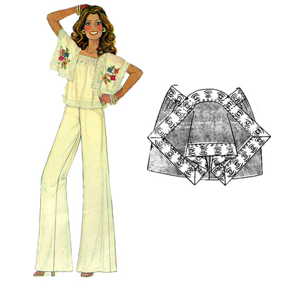 PAPER Pattern 1970s Top with Pants/ Bust 32-34 (Small)